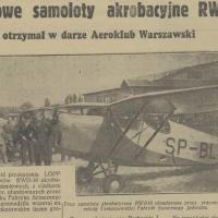 Samoloty w darze, 1937