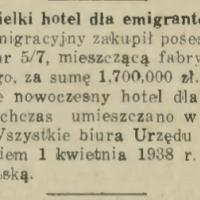 Hotel dla emigrantów, 1937