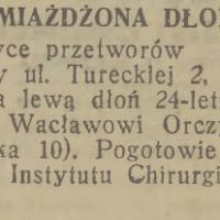 Zmiażdżona dłoń Zmiażdżona dłoń, 1937