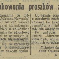 Zmiana opakowania, 1937