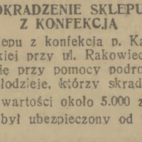 Okradzenie sklepu, 1937