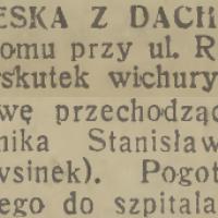 Deska z dachu, 1938