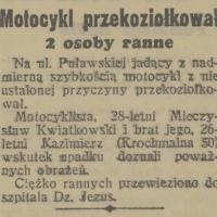 Motocykl przekoziołkował