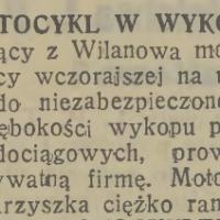 Motocykl w wykopie, 1938