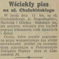 Wściekły pies, 1938