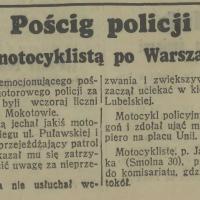 Pościg za motocyklistą, 1938