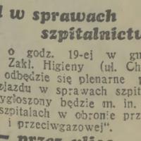 W sprawach szpitalnictwa, 1938