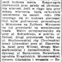 Metro Dolna i Skolimowska Metro Dolna i Skolimowska, 1938