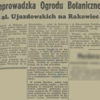 Przeprowadzka Botanicznego, 1938