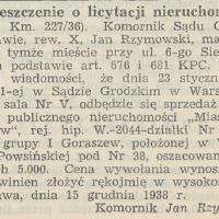 Licytacja Powsińskiej 38. 1938.