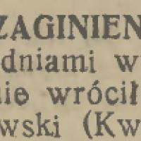 Zaginiony, 1939