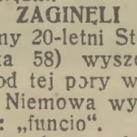 Zaginął, 1939