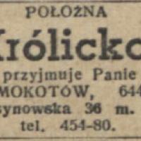 Położna Królicka, 1941