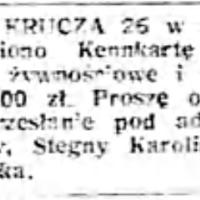 Skradziono kennkartę, 1942