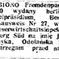 Zagubiono Fremdenpass, 1943