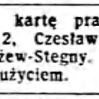 Zgubiono kartę, 1944