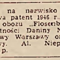 Zgubiono patent, 1947