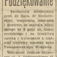 Podziękowanie, 1956