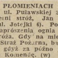 Zmarł w płomieniach, 1957