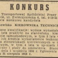 Konkurs na kierownika, 1958