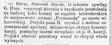 Huss rozpoczął starania, 1887