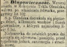 Długowieczność. 102 lata. 1887