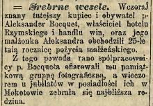 Srebrne wesele pp. Bocquet, 1893
