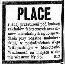 Place Witkowskiego, 1896