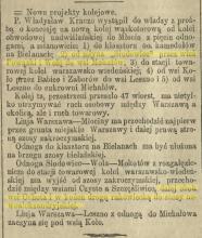 Linja Mokotów - Słodowiec, 1899