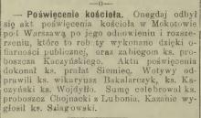 Poświęcenie kościoła, 1899