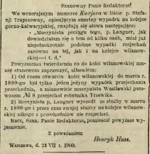 Pan Huss wyjaśnia, 1900