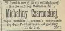 Zapisy do szkoły, 1901