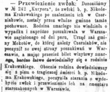 Przewiezienie zwłok, 1903