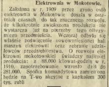 Elektrownia w Mokotowie,1913