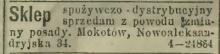 Sklep sprzedam, 1913