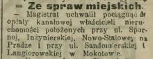 Opłata kanałowa, 1913