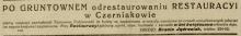 Odrestaurowanie restauracyi, 1913