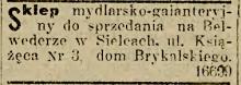 Sklep mydlarsko-galanteryjny, 1913