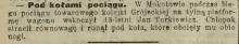 Pod kołami pociągu, 1913