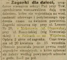 Zagonki dla dzieci, 1913