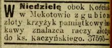 Złoty krzyżyk, 1913