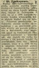 Ulica Zaokopowa, 1913