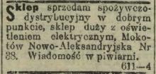 Sklep sprzedam. Wiadomość w piwiarni, 1914.