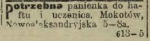 Panienka do haftu, 1914