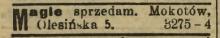 Magle sprzedam, 1914