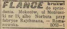 Flance brukwi do sprzedania, 1918