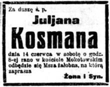 Msza żałobna, 1919