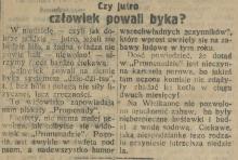 Czy człowiek powali byka? Park Promenada. 1923