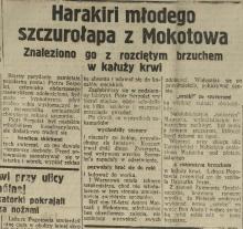 Harakiri szczurołapa, 1923