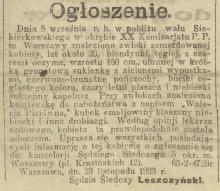 Zwłoki kobiety, 1923